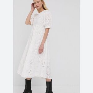 Chic White Eyelet Midi Dress